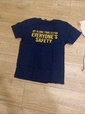 Woman Navy Blue Graphic Tee - "My Alone Time Is For Everyone's Safety"